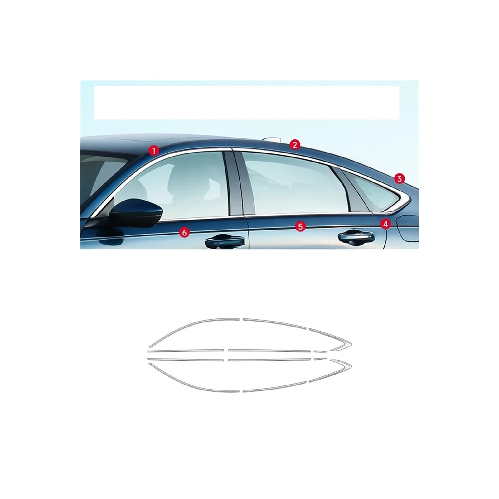 Kompatibel for 2023 2024 Honda Accord Sedan ALLE NEUEN 11. Edelstahl schwarz Chrom Außenfenster Zierleiste Schweller Seitenabdeckung Trim(Black) von XFSBHMKH