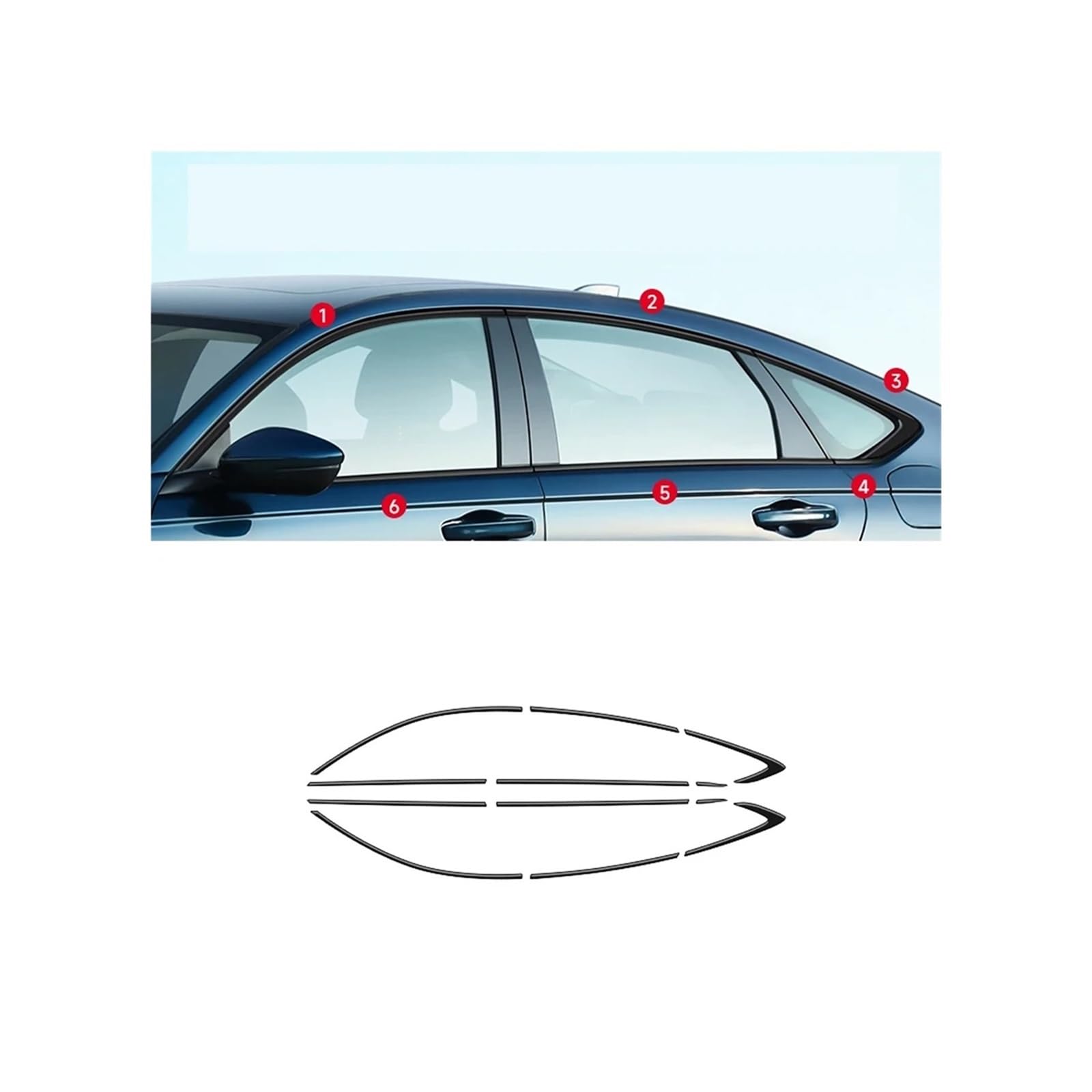 Kompatibel for 2023 2024 Honda Accord Sedan ALLE NEUEN 11. Edelstahl schwarz Chrom Außenfenster Zierleiste Schweller Seitenabdeckung Trim(Titanium Black) von XFSBHMKH