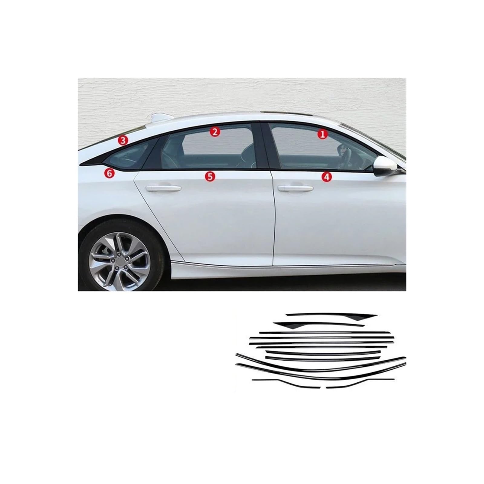 Kompatibel for Honda Accord 2018 2019 2020 2021 2022 Edelstahl schwarz Außenfensterleiste Seitenschwellerverkleidung 12-teilig(All Windows 12PCS) von XFSBHMKH