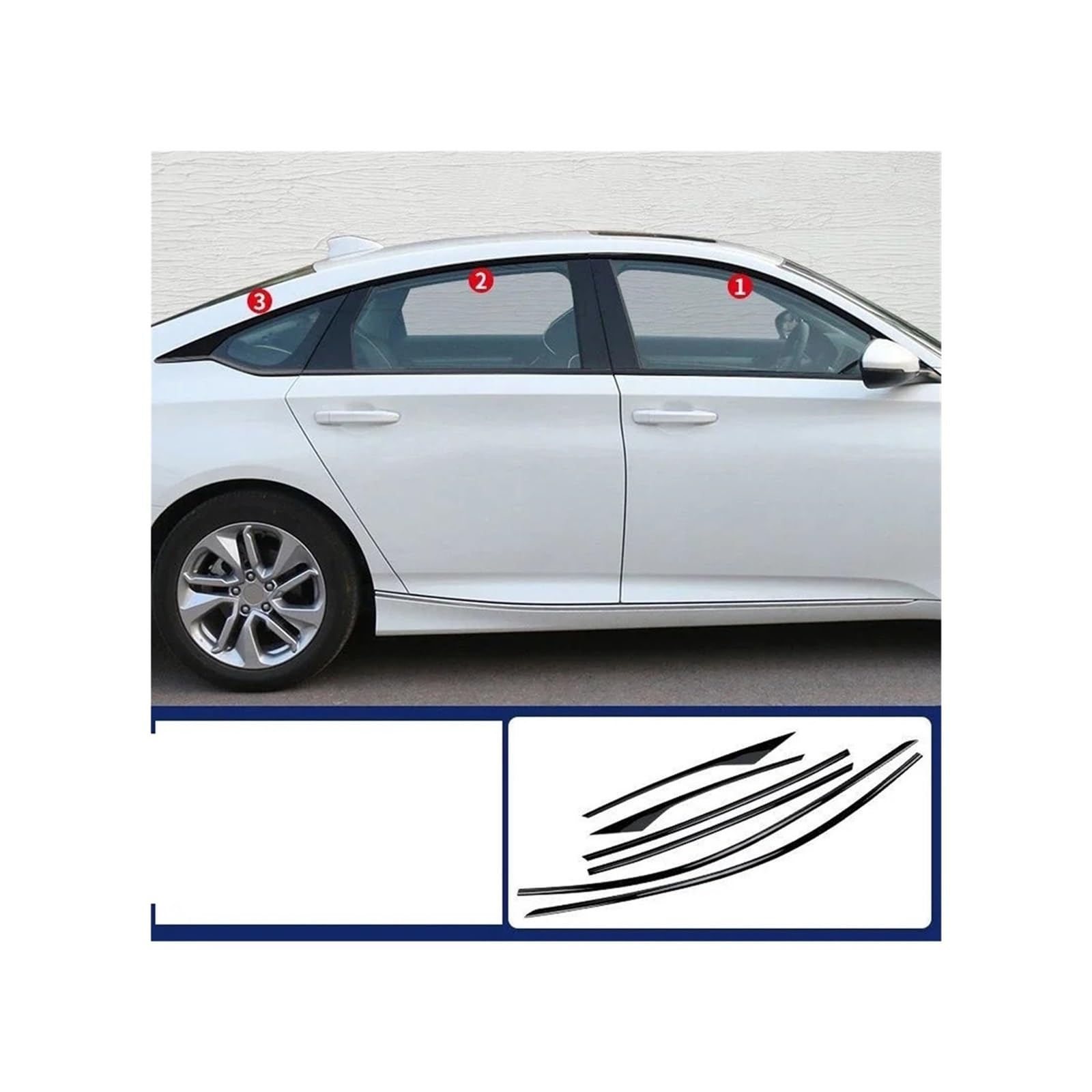 Kompatibel for Honda Accord 2018 2019 2020 2021 2022 Edelstahl schwarz Außenfensterleiste Seitenschwellerverkleidung 12-teilig(Upper windows 6PCS) von XFSBHMKH