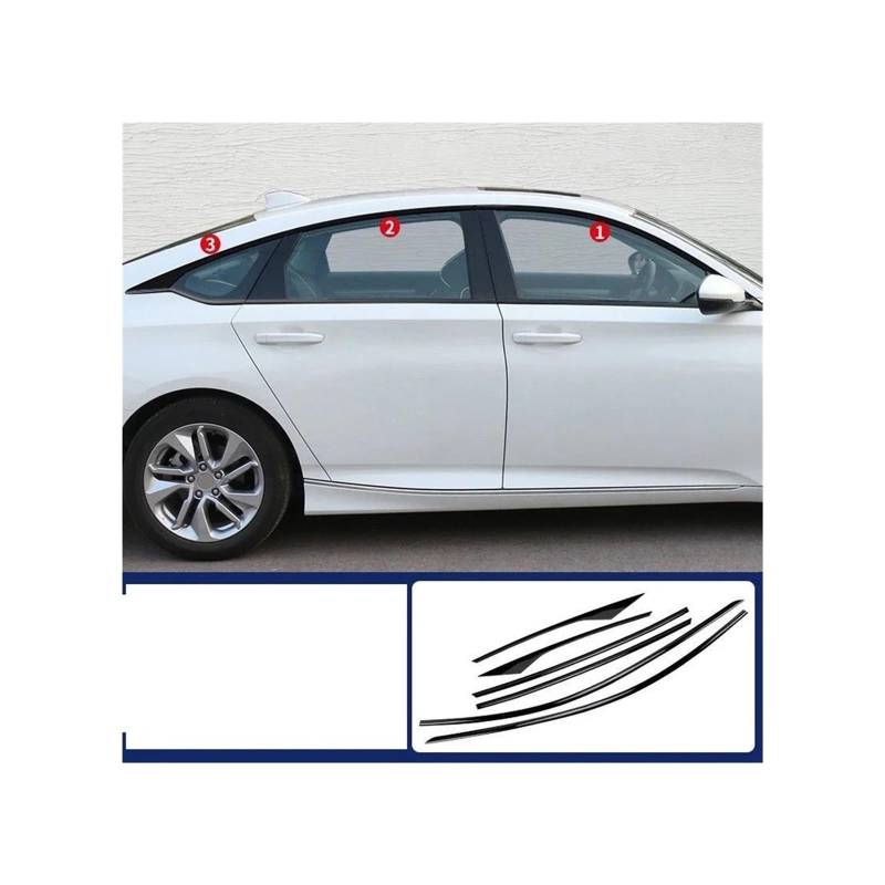 Kompatibel for Honda Accord 2018 2019 2020 2021 2022 Edelstahl schwarz Außenfensterleiste Seitenschwellerverkleidung 12-teilig(Upper windows 6PCS) von XFSBHMKH