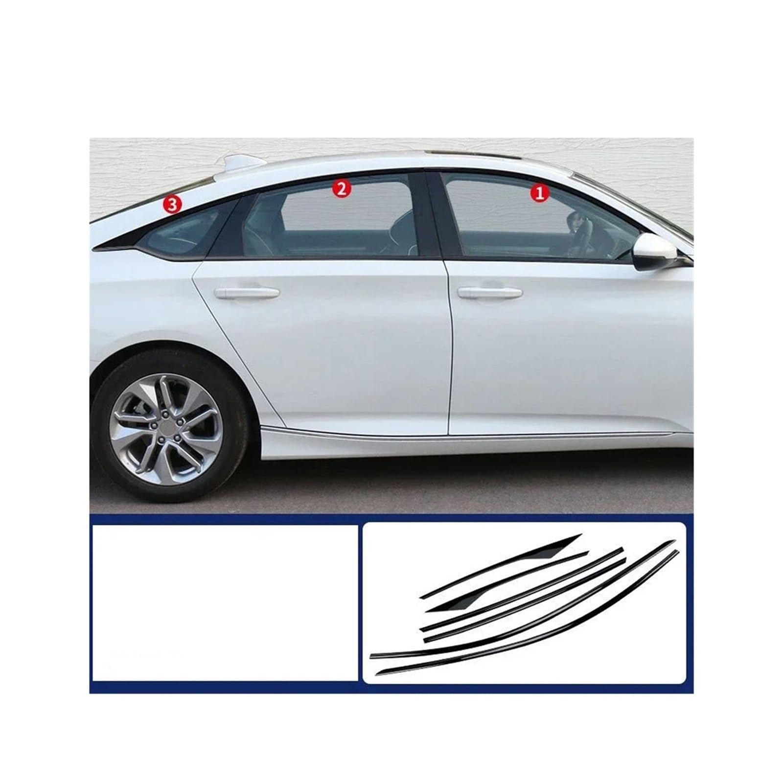 Kompatibel for Honda Accord 2018 2019 2020 2021 2022 Edelstahl schwarz Außenfensterleiste Seitenschwellerverkleidung 12-teilig(Upper windows 6PCS) von XFSBHMKH