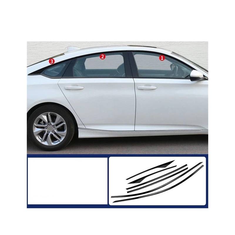 Kompatibel for Honda Accord 2018 2019 2020 2021 2022 Edelstahl schwarz Außenfensterleiste Seitenschwellerverkleidung 12-teilig(Upper windows 6PCS) von XFSBHMKH