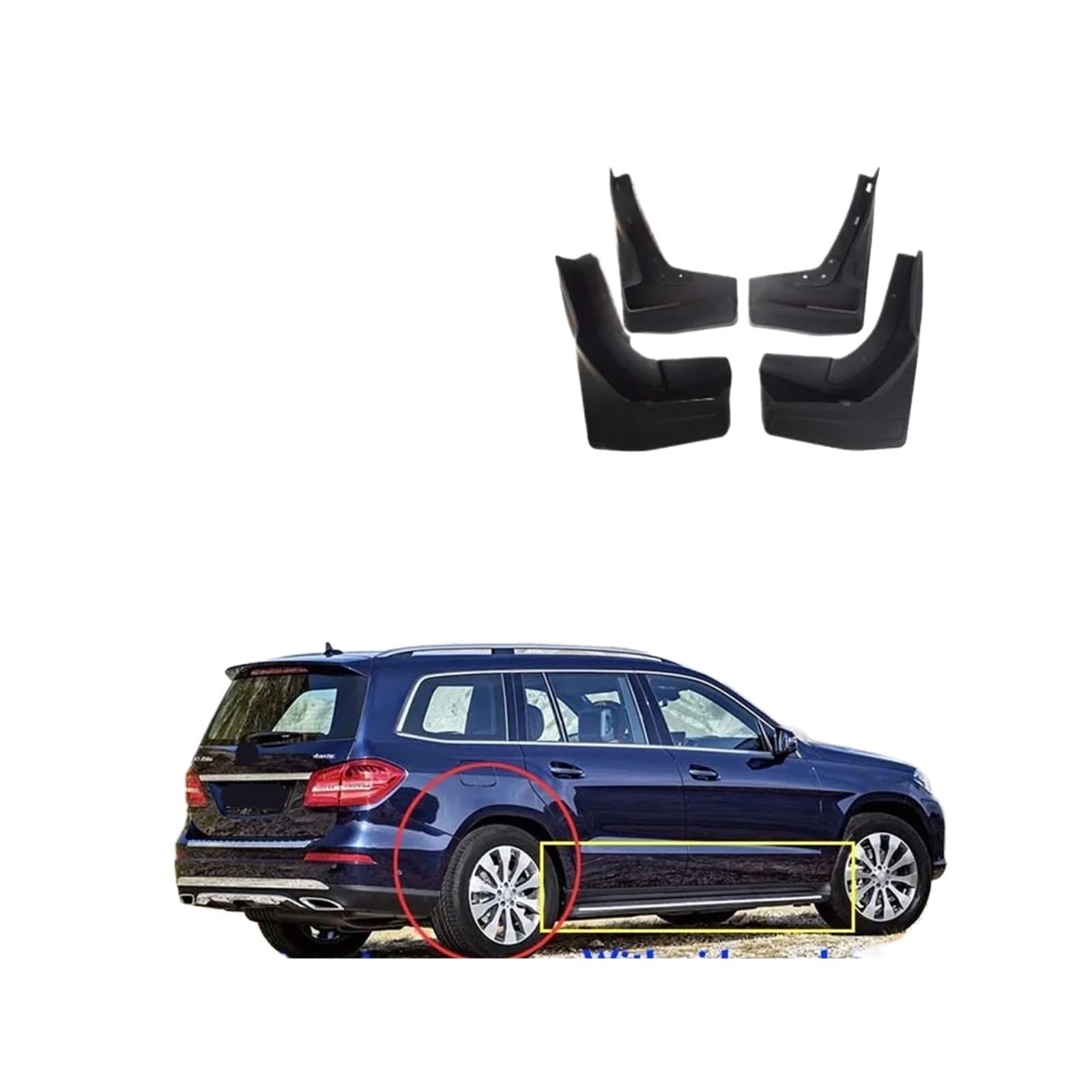 Kompatibel for Mercedes Benz GL GLS 350 450 Klasse X166 Kotflügel Kotflügel Schmutzfänger Schutz Spritzschutz Schmutzfänger Autozubehör vorne hinten 4 Stück(Black) von XFSBHMKH
