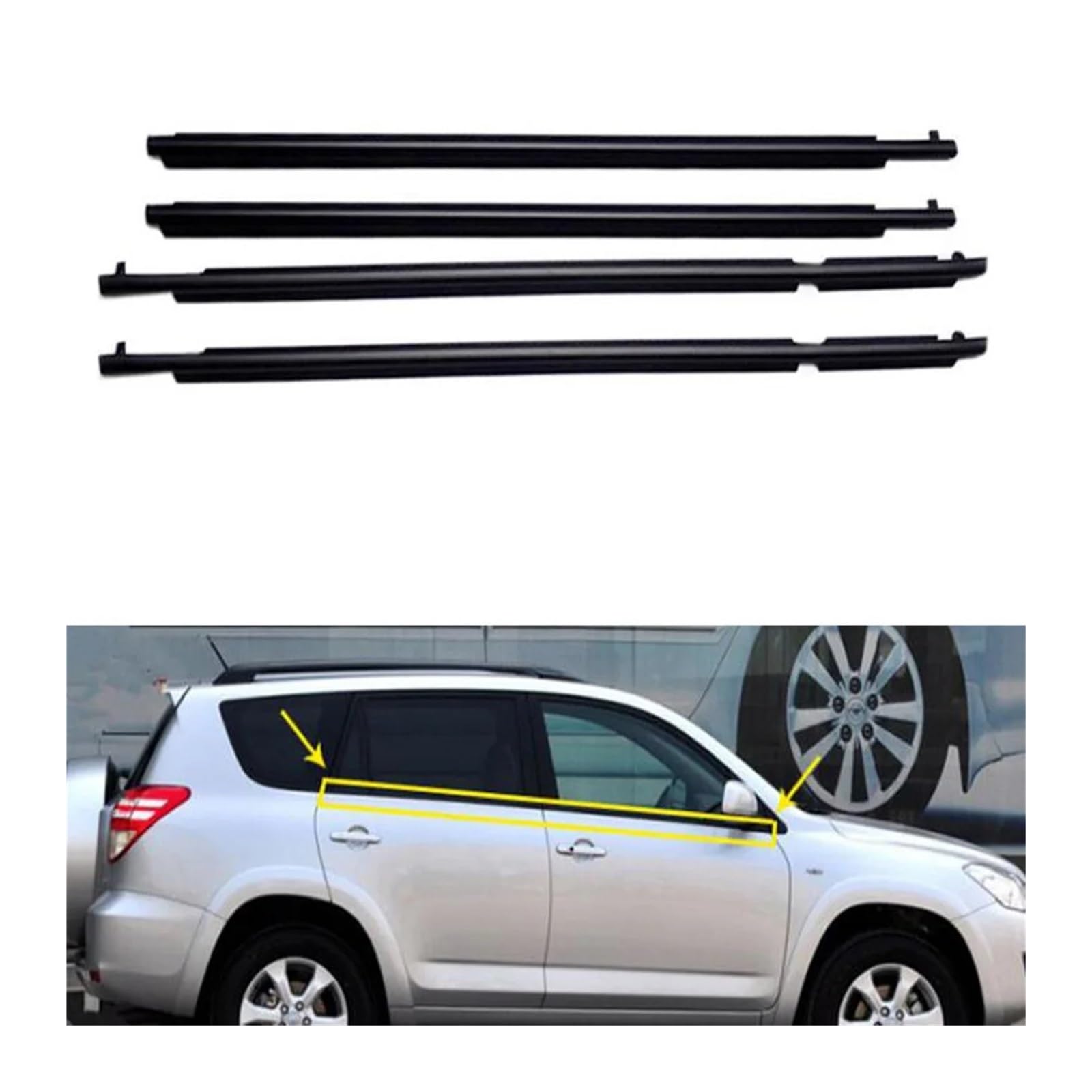 Kompatibel for Toyota RAV4 2007–2012 und 2013–2018 Auto-Dichtungsstreifen, Fensterleisten, Zierleiste, Dichtungsband, Außen-Auto-Styling(2007-2012) von XFSBHMKH