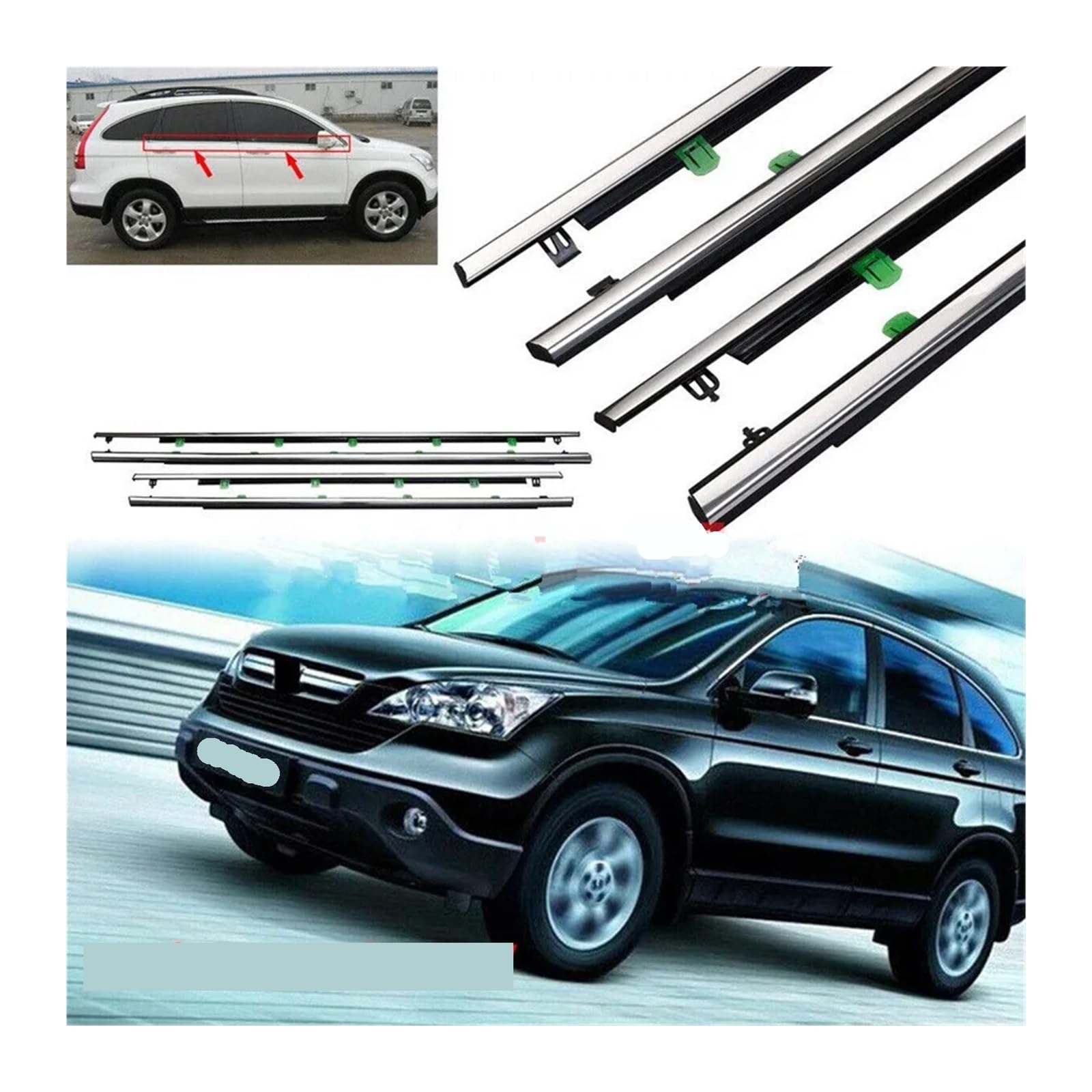 Kompatibel mit Honda CR-V CRV 2007-2011/2012-2015/2017-2021, Autofenster-Zierleiste, Wetterstreifen, Dichtung, 4 Stück(2007 to 2011) von XFSBHMKH