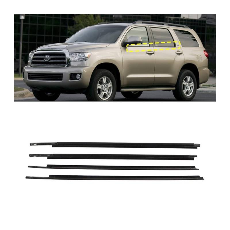 Kompatibel mit Toyota Sequoia 2000–2020, Seitentür-Fensterglas-Dichtungsstreifen, Gummi-Gurtform, Zierleiste, Abdichtung for Außenfenster(2000-2007) von XFSBHMKH