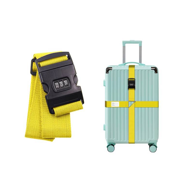 XFSRG Koffergurte Kofferband Auffällig Koffergurt mit Zahlenschloss Einstellbar Kofferband Gurt Koffergurt Kreuzgurt Luggage Strap von XFSRG