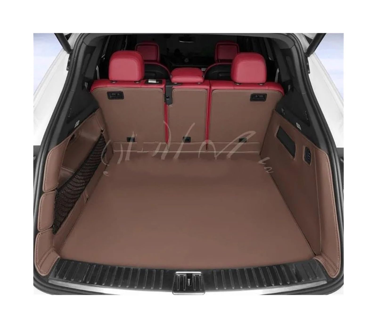 Car Trunk Liner Auto Hinten Stamm Matten Fit Für Porsche Cayenne E3 9YA/9YB 2019~2026 Leder Lagerung Pads Fracht Kofferraumwanne(Coffee Full Set) von XFYESL