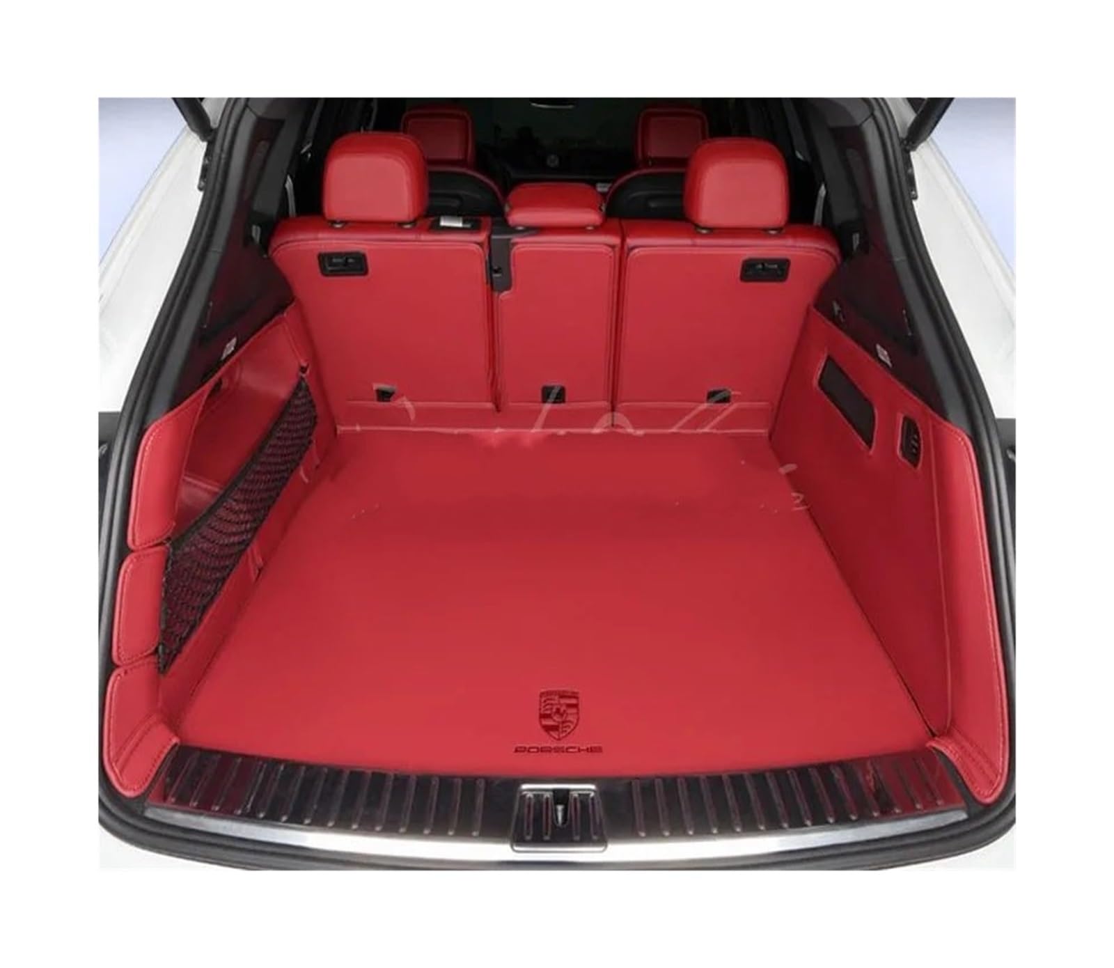 Car Trunk Liner Auto Hinten Stamm Matten Fit Für Porsche Cayenne E3 9YA/9YB 2019~2026 Leder Lagerung Pads Fracht Kofferraumwanne(Red Full Set) von XFYESL