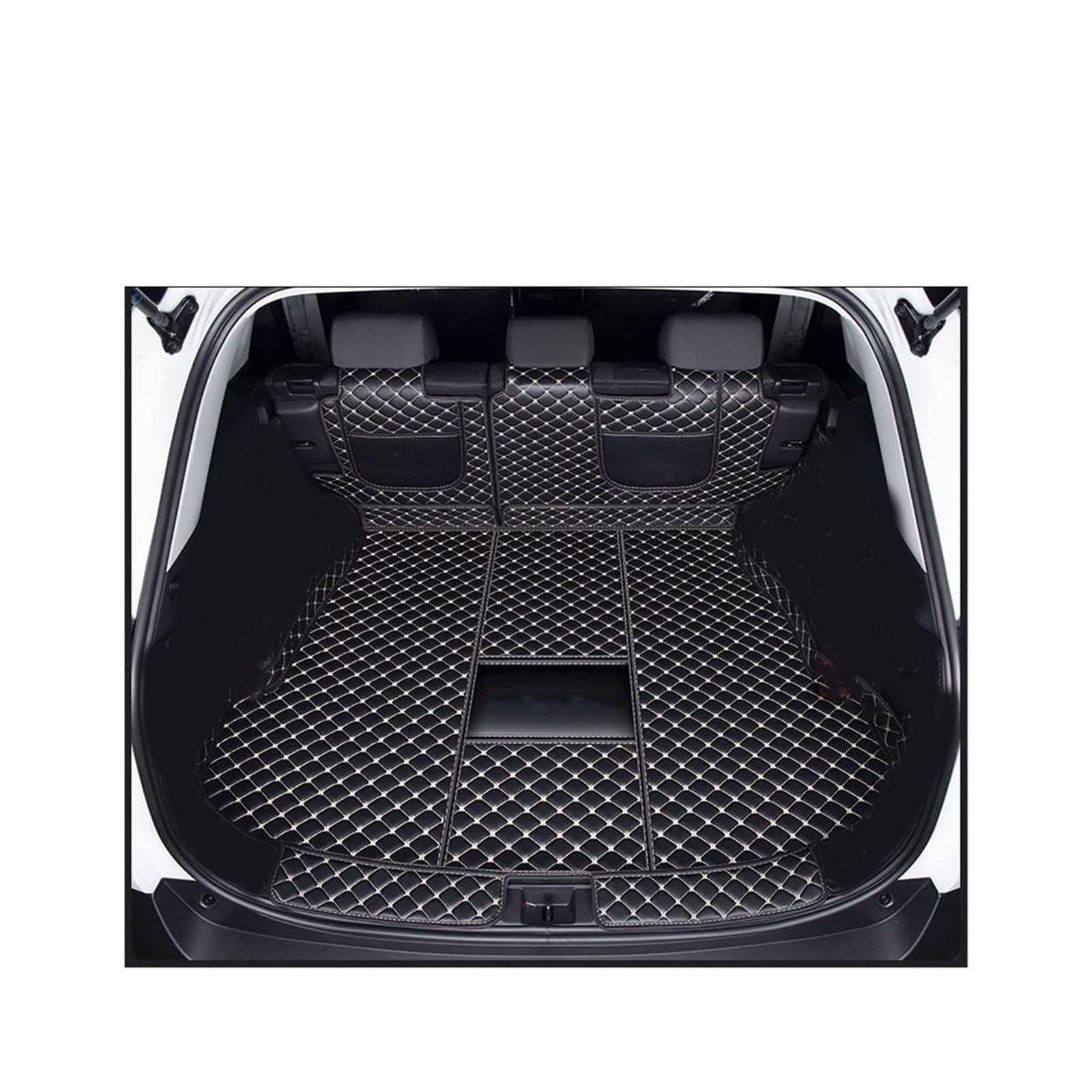 Car Trunk Liner Fit Für Toyota RAV4 2024 2025 Zubehör Kraftstoff PHEV Vollständige Abdeckung Cargo Liner Auto Innen Modifikation Kofferraumwanne(Half Black Beige,Hybrid) von XFYESL