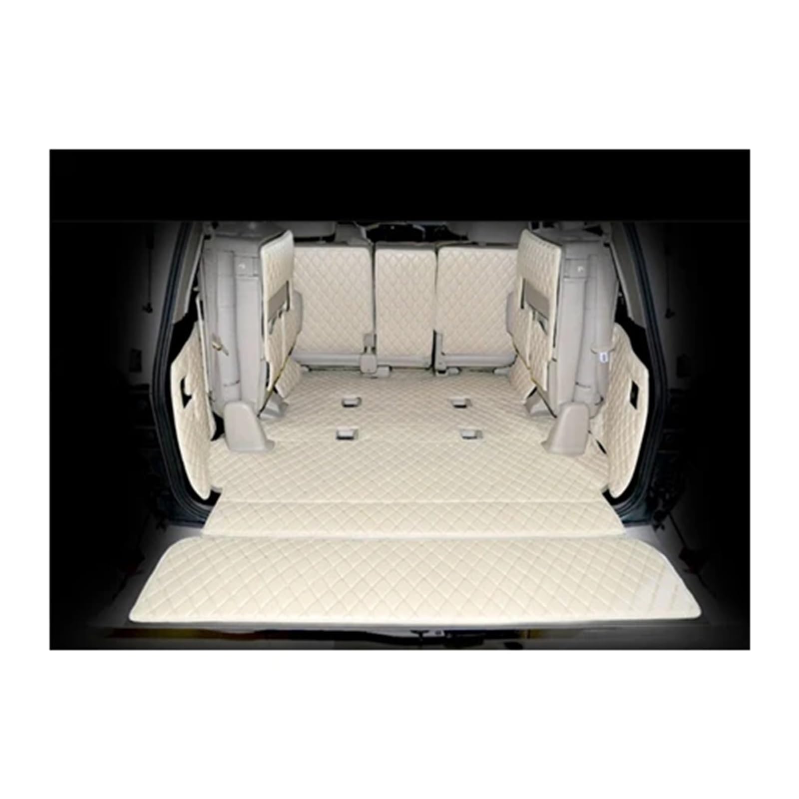 Car Trunk Liner Komplettes Set Kofferraummatten passend für Lexus LX 570 7 Sitze 2020–2007, wasserdichte Kofferraumteppiche, Cargo-Liner-Matten Kofferraumwanne(Beige) von XFYESL