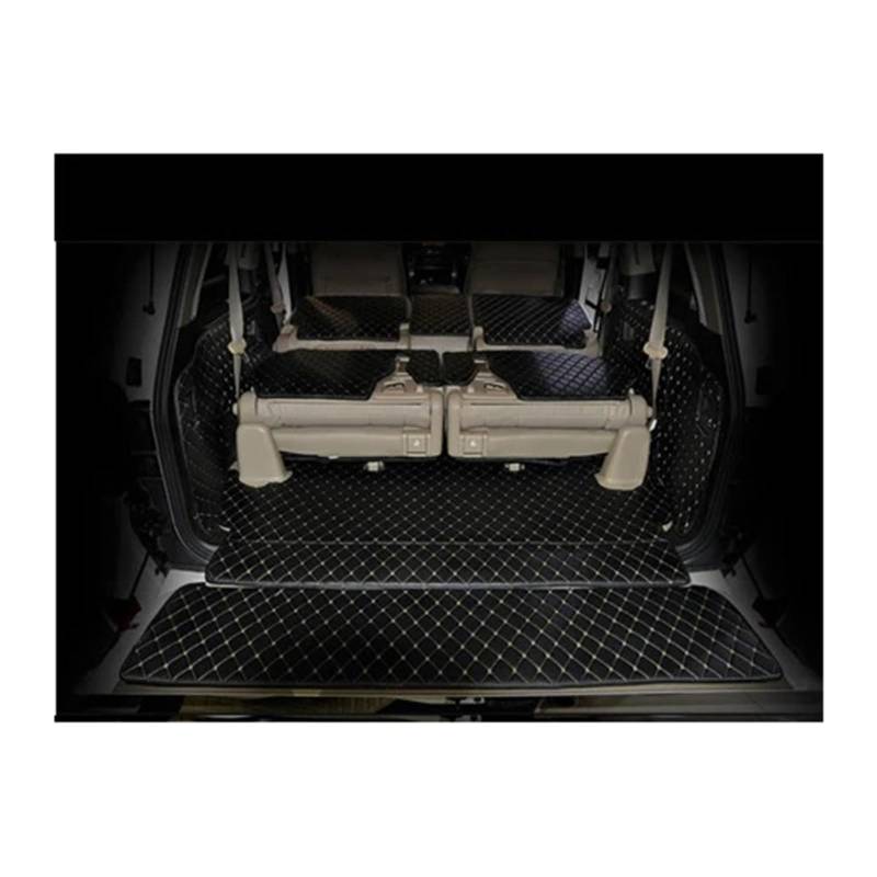 Car Trunk Liner Komplettes Set Kofferraummatten passend für Lexus LX 570 7 Sitze 2020–2007, wasserdichte Kofferraumteppiche, Cargo-Liner-Matten Kofferraumwanne(Black Beige) von XFYESL