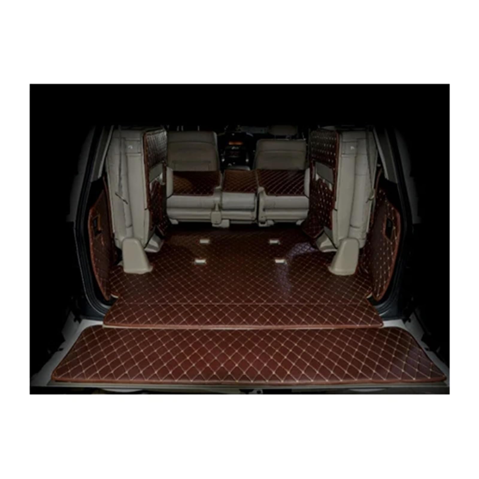 Car Trunk Liner Komplettes Set Kofferraummatten passend für Lexus LX 570 7 Sitze 2020–2007, wasserdichte Kofferraumteppiche, Cargo-Liner-Matten Kofferraumwanne(Coffee) von XFYESL