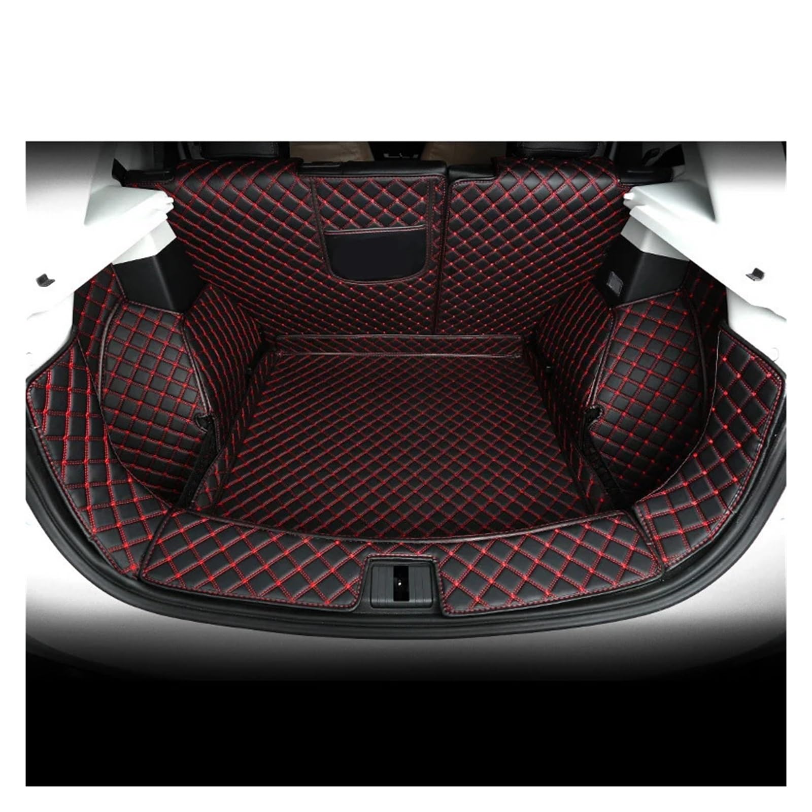 Car Trunk Liner Leder-Kofferraummatte Cargo-Liner Fit für MG ZS 2019 2020 2021 Boot Teppich Innenzubehör Abdeckungen Kofferraumwanne(Black Red Wire 2) von XFYESL