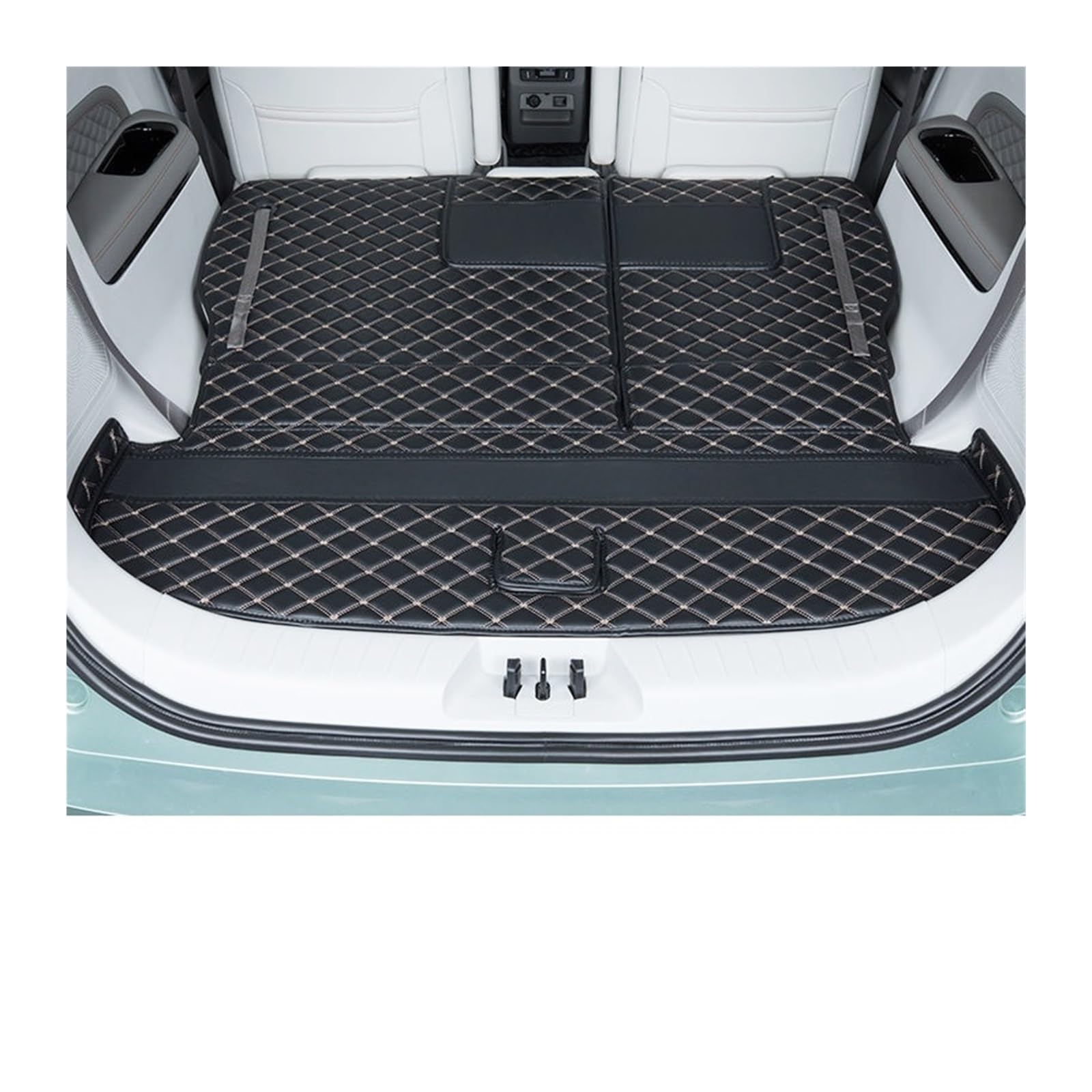 Car Trunk Liner Leder-Kofferraummatte passend für Dongfeng Forthing M4 U-Tour 2024 2025 6-Sitzer Anti-Schmutz-Laderaumabdeckung Kofferraumwanne(3pcs Black beige) von XFYESL