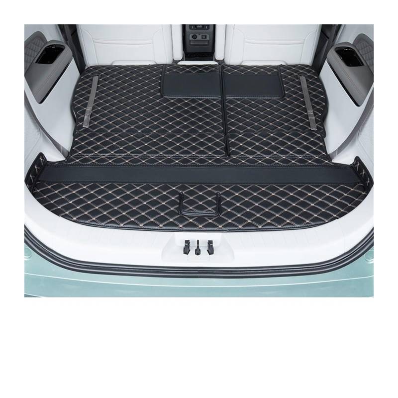 Car Trunk Liner Leder-Kofferraummatte passend für Dongfeng Forthing M4 U-Tour 2024 2025 6-Sitzer Anti-Schmutz-Laderaumabdeckung Kofferraumwanne(3pcs Black beige) von XFYESL