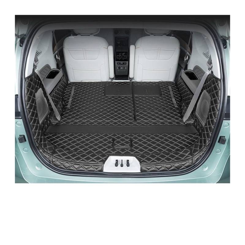 Car Trunk Liner Leder-Kofferraummatte passend für Dongfeng Forthing M4 U-Tour 2024 2025 6-Sitzer Anti-Schmutz-Laderaumabdeckung Kofferraumwanne(Full Set Black) von XFYESL