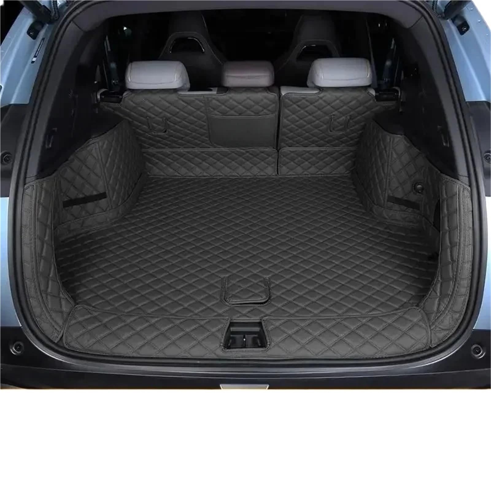 Car Trunk Liner Passend für BYD Seal U Sealion 6 Song Plus DMI Kofferraummatten aus Leder, langlebige Laderaumwanne, Kofferraumteppiche, Innenabdeckung Kofferraumwanne(Black-Gray Set) von XFYESL