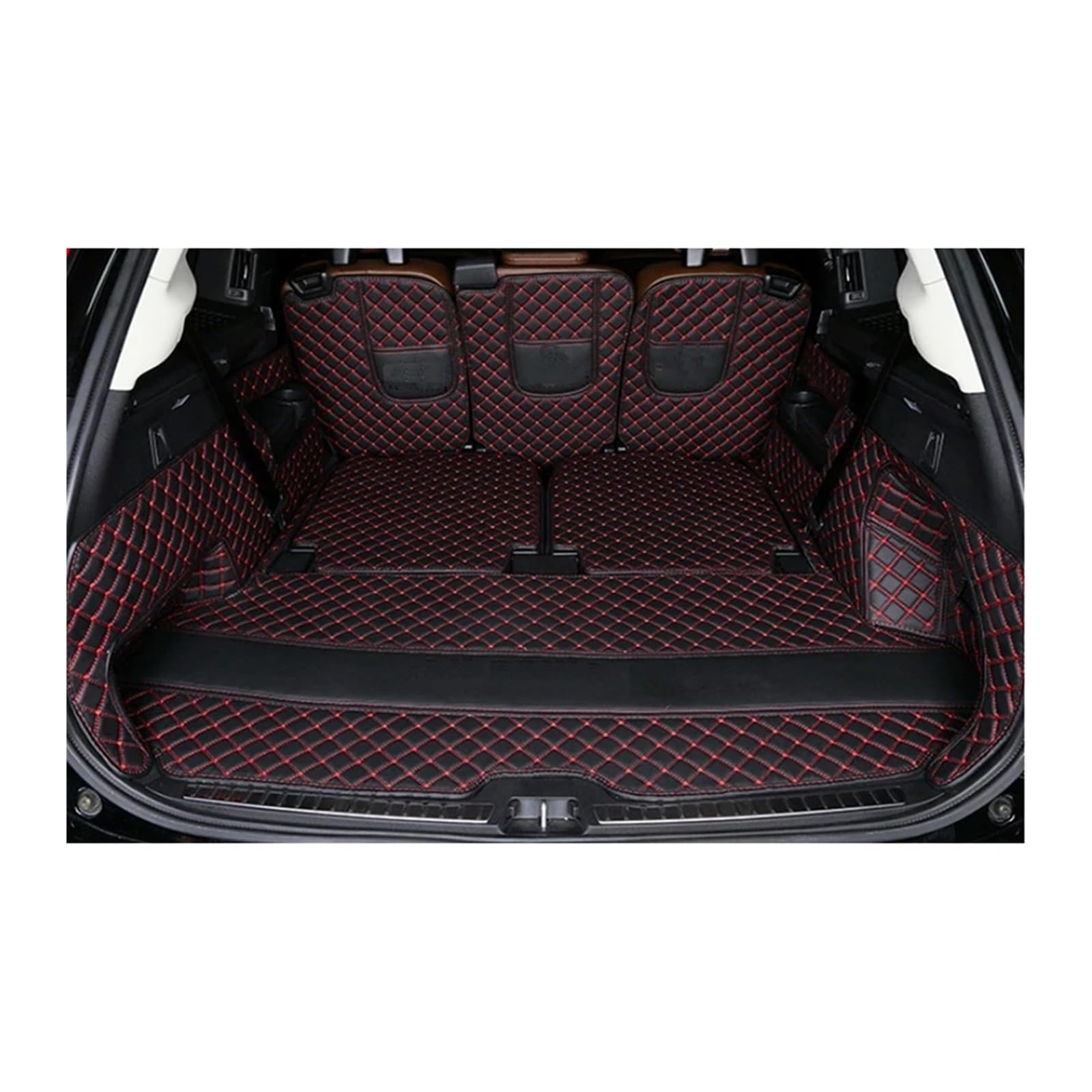 Car Trunk Liner Spezielle Auto-Kofferraum-Matten Fit Für Volvo XC90 7 Sitze 2020 Wasserdicht Boot Teppiche Fracht Kofferraumwanne(Black with red) von XFYESL
