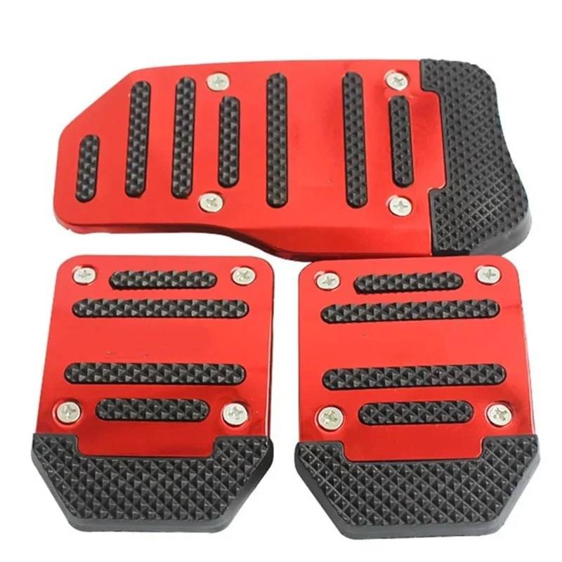 Pedale 3Pcs Universal Racing Manuelle Nicht-Slip Fuß Pedal Pad Abdeckung Aluminium Automatische Getriebe Bremse Accelerator Pedale Kappen(Red) von XFYESL