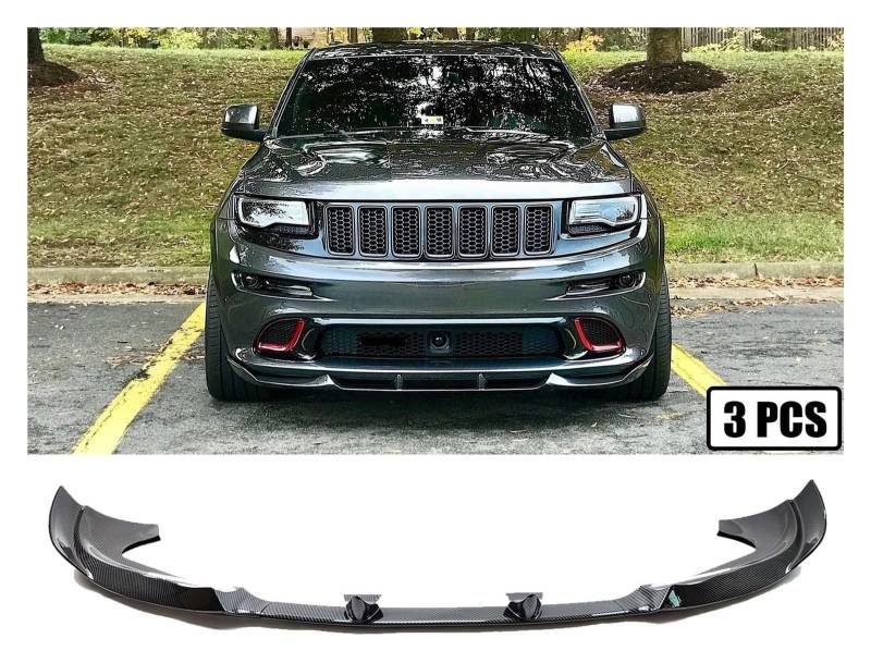 Vorderer Stoßfängerspoiler Für Je&ep Für Grand Für Cherokee Für SRT 2012-2016 Für SRT8 Splitter Carbon Fiber Style Body Kit Weiß Auto Frontstoßstange Spoiler(Carbon Fiber Style) von XGHGZPLPYG