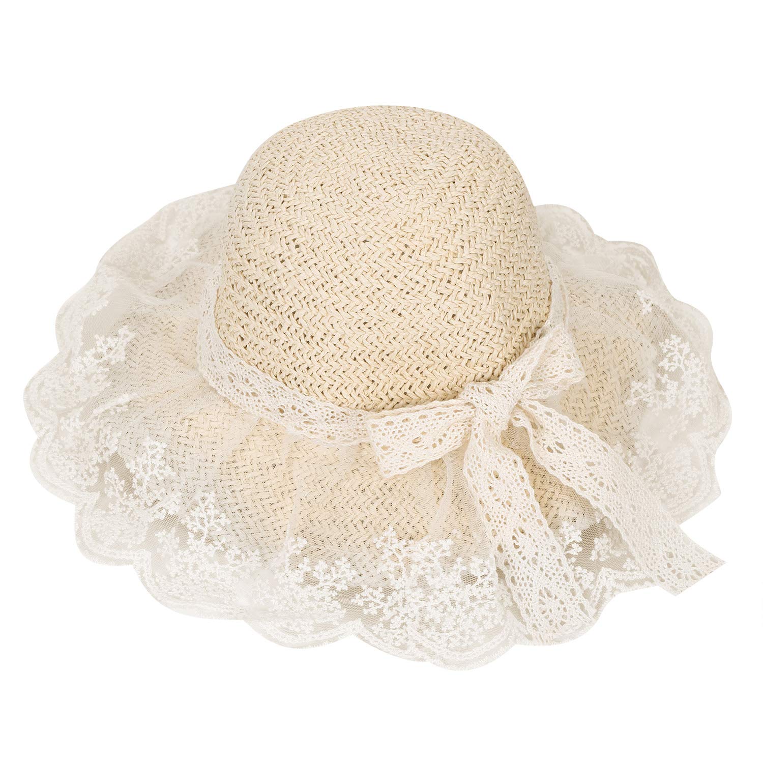 Damen Strohhut Mädchen Sonnenhut Stroh Sommer Kinderhut Sonnenschutz Mädchenhut mit Schleife Strandhut Faltbar Atmungsaktiv Sommerhut mit Spitzeblumen Sonnenmütze Strand Urlaub Outdoor Reise 50/58cm Damen Strohhut Mädchen Sonnenhut Stroh Sommer Kinderhut Sonnenschutz Mädchenhut mit Schleife Strandhut Faltbar Atmungsaktiv Sommerhut mit Spitzeblumen Sonnenmütze Strand Urlaub Outdoor Reise 50/58cm von XGOPTS
