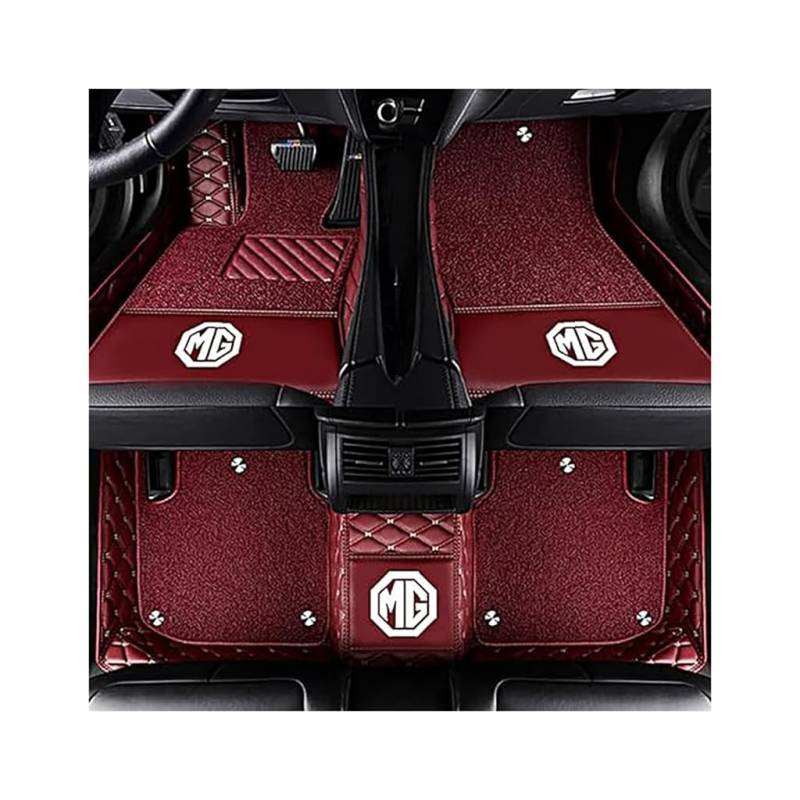 Vollabdeckende Auto Fußmatten für MG MG3 SW 2008-2009, Ledermatten rutschfest Strapazierfähig Autozubehör,A-Wine Red von XHCDYGE