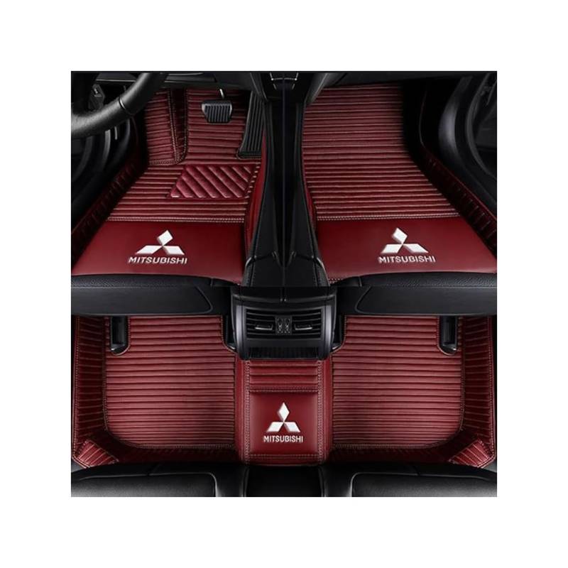 Vollabdeckende Auto Fußmatten für Mitsubishi Colt 2023-2024, Ledermatten rutschfest Strapazierfähig Autozubehör,A-Red von XHCDYGE