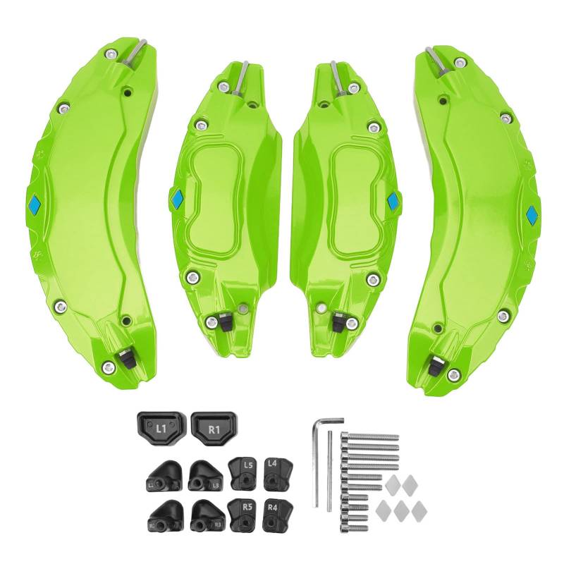 4 St¨¹ck Auto Bremssattelabdeckung, Bremssattelabdeckung, Scheibenbremssattel Abdeckung aus Aluminiumlegierung Autos mit 18 Zoll und 19 Zoll Radnabe (Gr¨¹n) von XHIKOWAT
