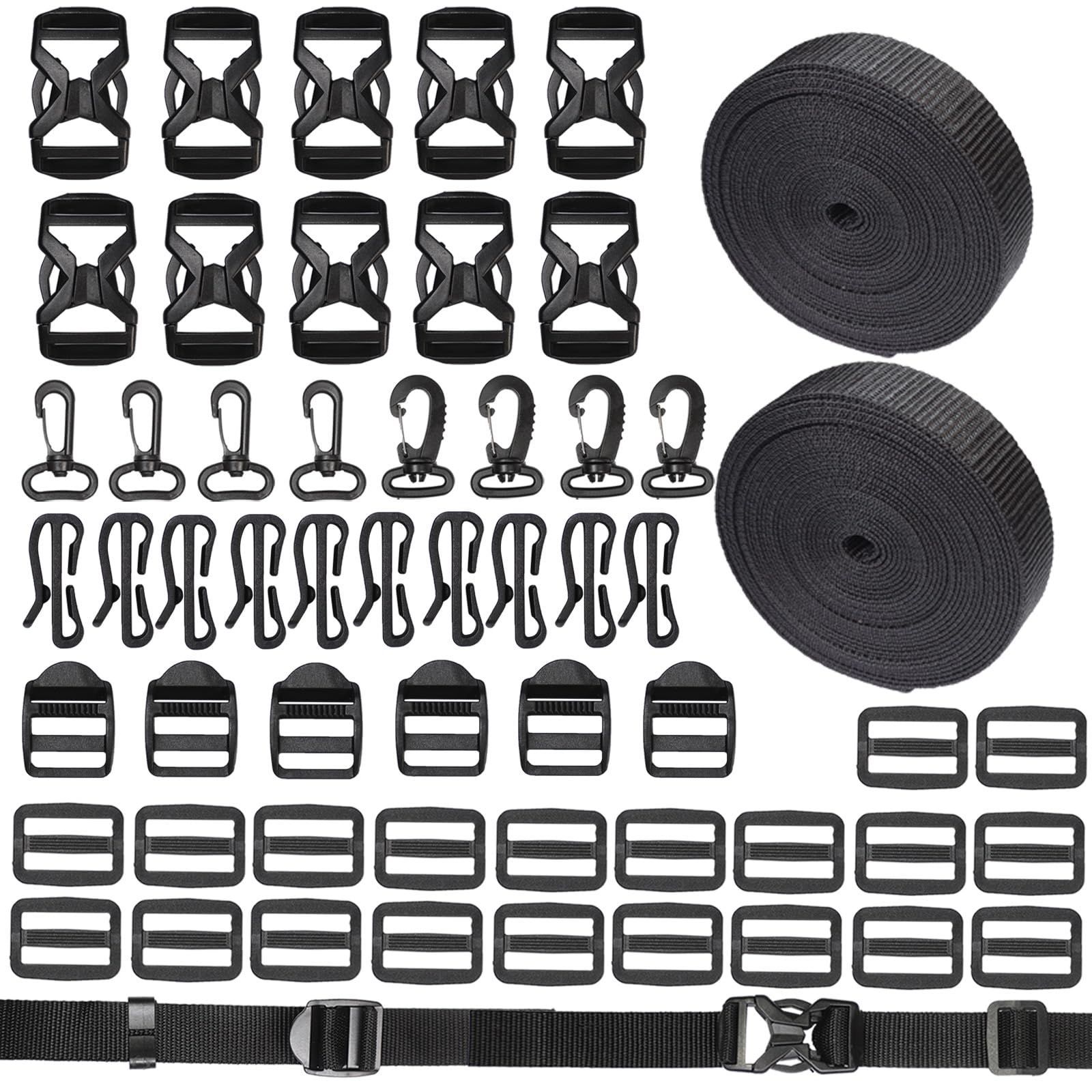 XHTXHT10M Nylon 25mm Gurtband 36 Steckschnallen 8 Drehhaken 10 Gurtband Endclips Robustes Rucksack Schnalle Set für DIY Handwerk Verstellbare mit Schnalle Hochfeste Outdoor Ausrüstung XHTXHT10M Nylon 25mm Gurtband 36 Steckschnallen 8 Drehhaken 10 Gurtband Endclips Robustes Rucksack Schnalle Set für DIY Handwerk Verstellbare mit Schnalle Hochfeste Outdoor Ausrüstung von XHTXHT