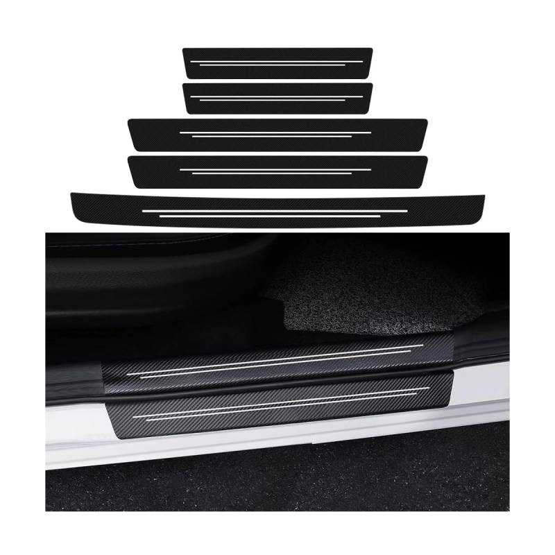 5 Stück Auto Einstiegsleisten Schutz für VW Golf Sportsvan AM I 2014-2020 -, Kohlefaser Türschweller Aufkleber Anti-Kratz-Schutzstreifen Kratzfeste Türschwellenschutz Film,C von XIAOBINGFA