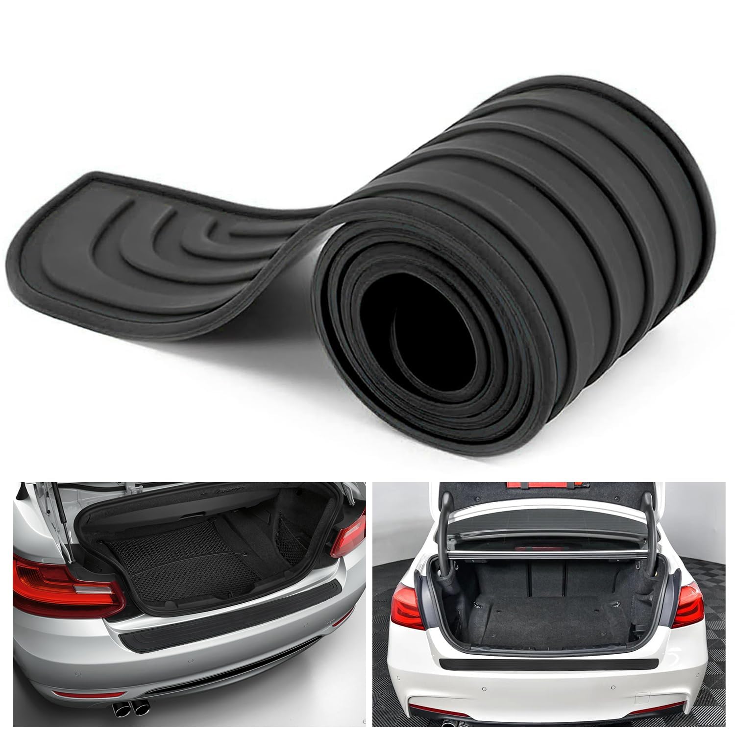 Stoßstangenschutz aus Gummi für VW Tiguan Allspace 2 (II) BW2 I 2017-2024, Anti Kratz Heckstoßstangenschutz Auto Einstiegsleisten Kantenschutz Aufkleber,Black- von XIAOBINGFA