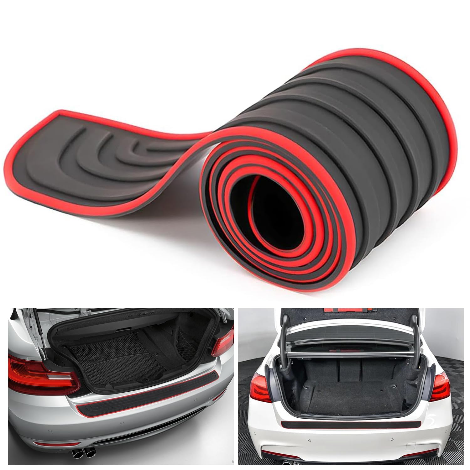 Stoßstangenschutz aus Gummi für VW Touran 2 (II) 5T I 2015-2024, Anti Kratz Heckstoßstangenschutz Auto Einstiegsleisten Kantenschutz Aufkleber,Red- von XIAOBINGFA
