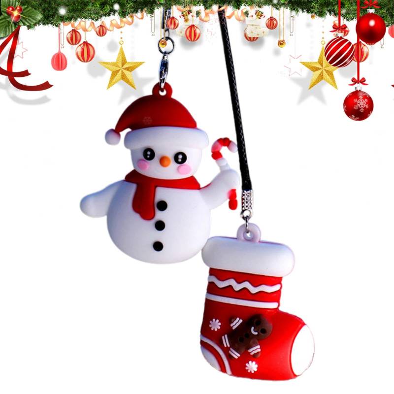 XIAOXIAOYU Niedliches Auto-Ornament, niedliches schwingendes Auto-Ornament | Weihnachtssocken Auto Charm, Weihnachtsstock-Anhänger, Weihnachtsmann-Weihnachtsbaum-Autoanhänger, von XIAOXIAOYU