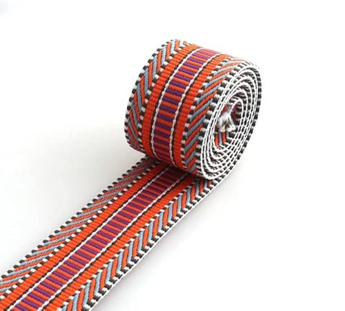 5 Yards 38 mm gestreiftes Gurtband im Ethno-Stil, Baumwoll-Polyester-Jacquardbesatz, gewebtes Gurtband für Taschengriffe, Geldbörsenriemen von XIAOXIN