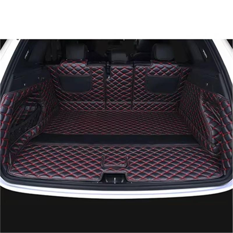 Kofferraummatte Für A8 2018 2019 Non-Hybrid Kofferraum Bodenmatte Fach Teppich Schlamm Leder Kofferraummatten Kofferraum Schutzmatte(Black red) von XIAOYANS