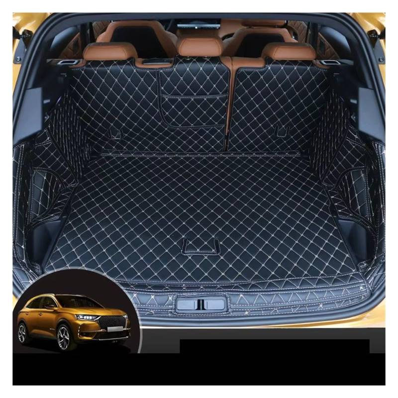 Kofferraummatte Für Citroen DS7 2017 2018 2019 2020 Leder Kofferraum Matte Cargo-Liner Teppich Zubehör Innen Kofferraum Schutzmatte(B-,Trunk Mat 1 Set) von XIAOYANS