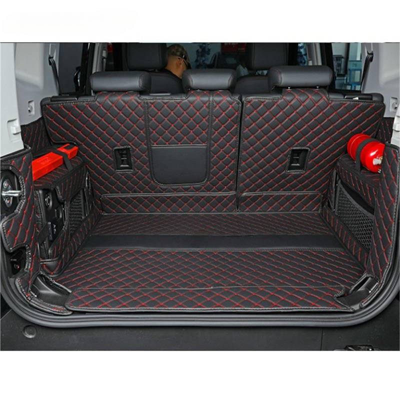 Kofferraummatte Für Jetour T2 Für Reisenden 2023 2024 Stamm Matten Leder Langlebige Cargo-Liner Boot Teppiche Innen Gepäck Volle Abdeckung Kofferraum Schutzmatte(Red 6 Piece) von XIAOYANS