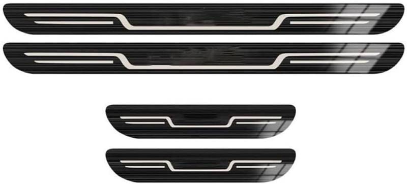 Auto-Außenschutz-Edelstahl-Trittblech Einstiegsleisten Türschweller für Ford Explorer EV SUV 2024, Türschwellenschutz Abnutzungsschutz Schwellen-Styling 4 Stück,D/Black Brushed von XIAOYUN