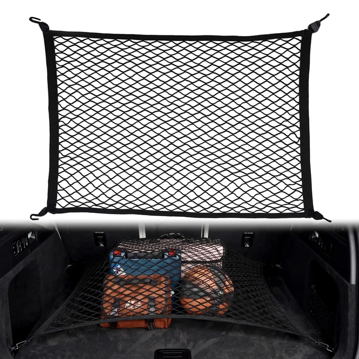 XIAQICA 40x60cm Gepäcknetz Kofferraumnetz Auto Elastische Aufbewahrung Netz für AutoErstreckt Sich auf 120x80cm mit 4 ABS Haken Geeignet für die meisten Autos und Geländefahrzeuge XIAQICA 40x60cm Gepäcknetz Kofferraumnetz Auto Elastische Aufbewahrung Netz für AutoErstreckt Sich auf 120x80cm mit 4 ABS Haken Geeignet für die meisten Autos und Geländefahrzeuge von XIAQICA