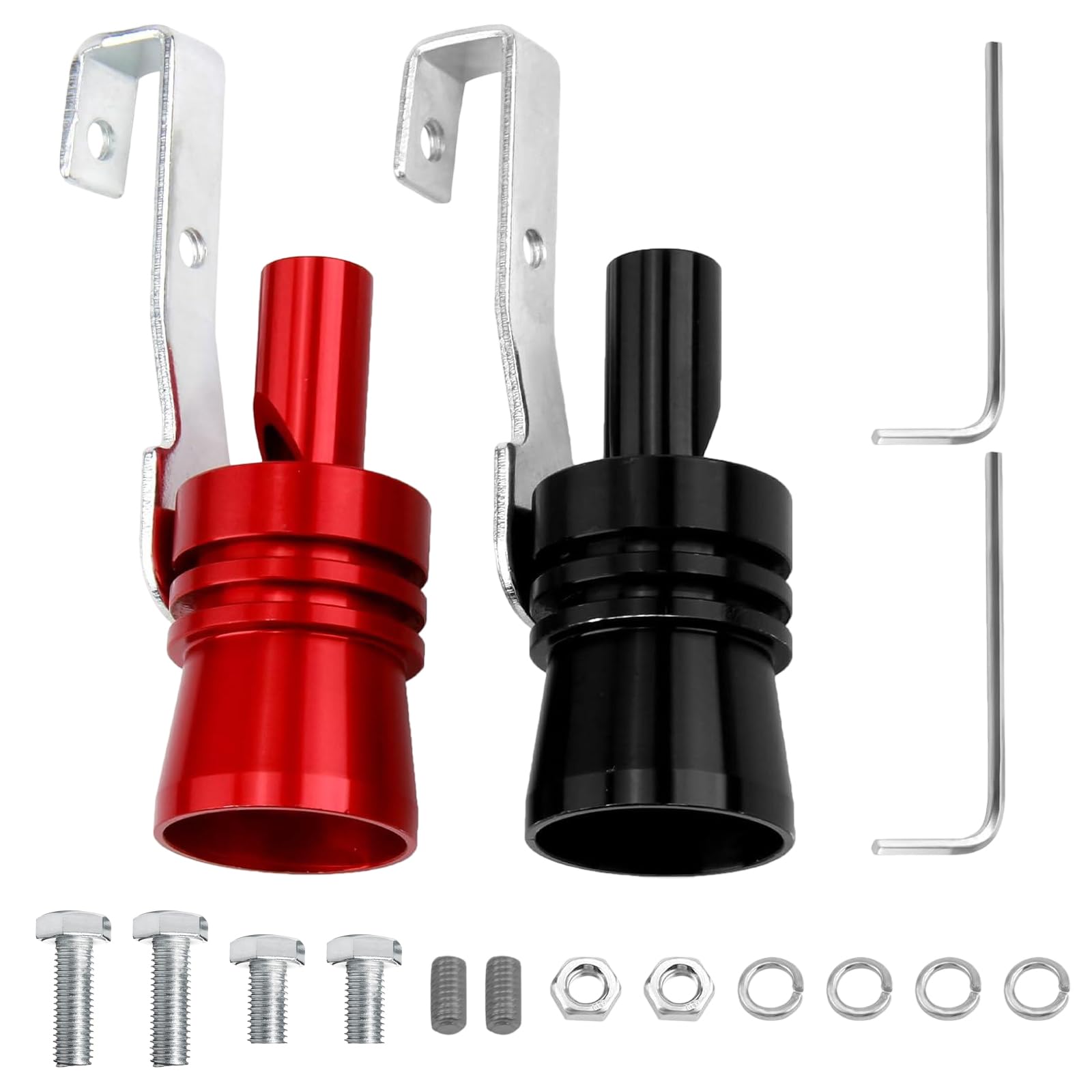 XIAQICA 2 Stück Auspuff Sound Booster Aluminiumlegierung Soundgenerator Auto Universelle XL Turbo Sound-Simulator-Pfeife für Alle Kfz-Auspuffanlagen (Rot und Schwarz） von XIAQICA