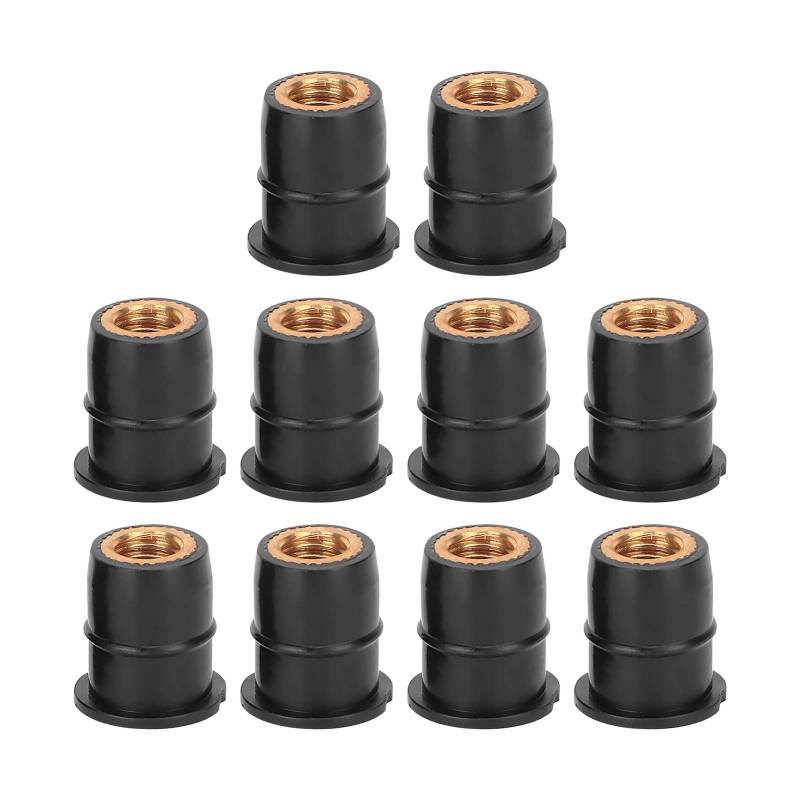 XIASABA 10PCS Well Nuss M6x0 8mm Gummi -Captive Messing für -ATV Windscreens Körperpremiumqualität Gummi mit Gefangenen Messingnüssen ideal zur Sicherung von windscreens a von XIASABA