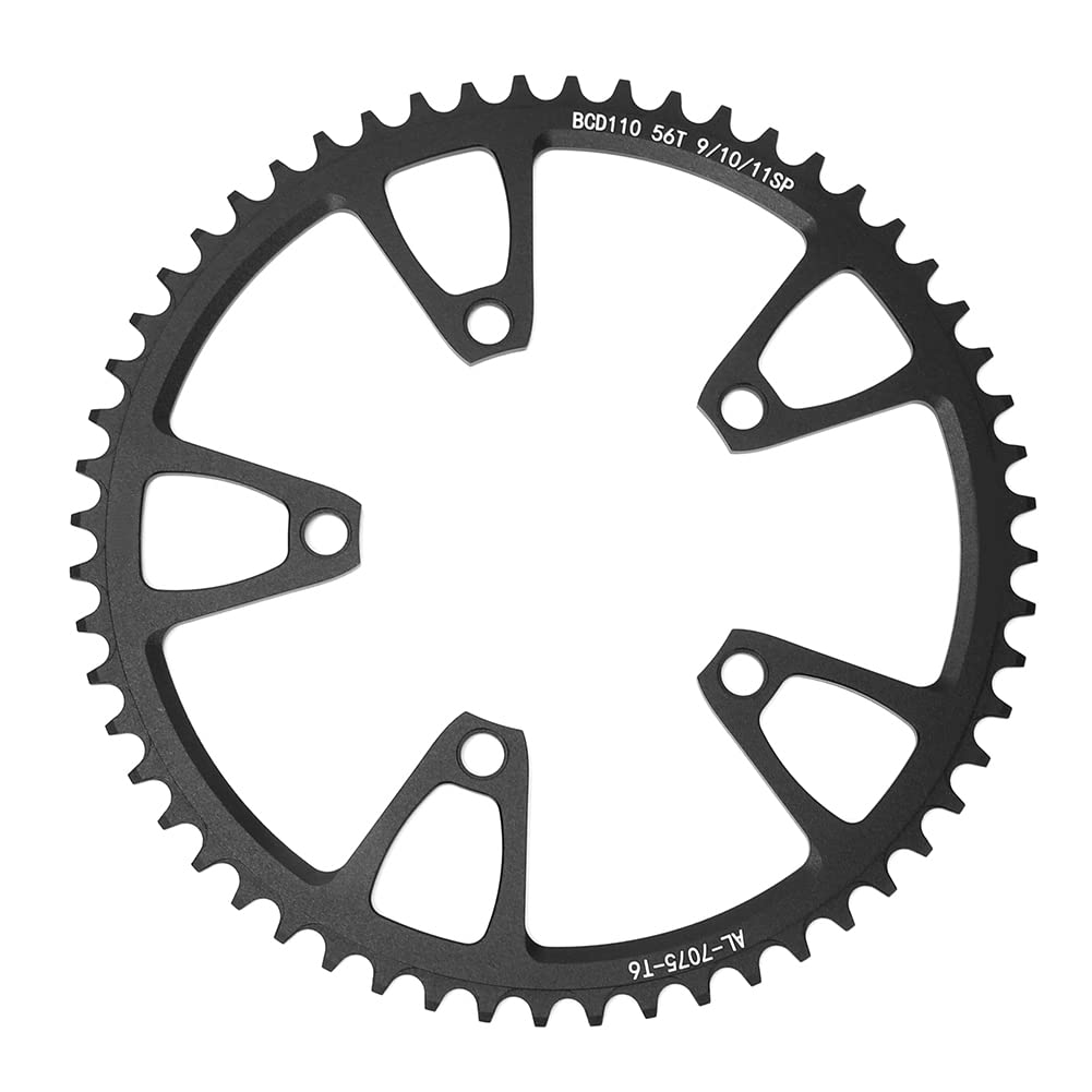 XIASABA 110BCD Aluminium Alloy Black Bike Positive Negative Teeth Plate Single Disc Mountain Bicycle Tool Accessory 54T With High Performance And Quality (56T) von XIASABA
