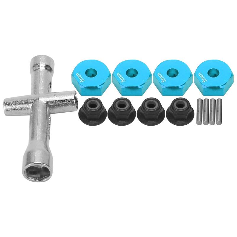 XIASABA 12 mm Rad 5 mm Dicke Sechskantadapter Kreuzschlüssel M4 Nonslip Nut Set für 1/10 RC -Auto (Blau) von XIASABA