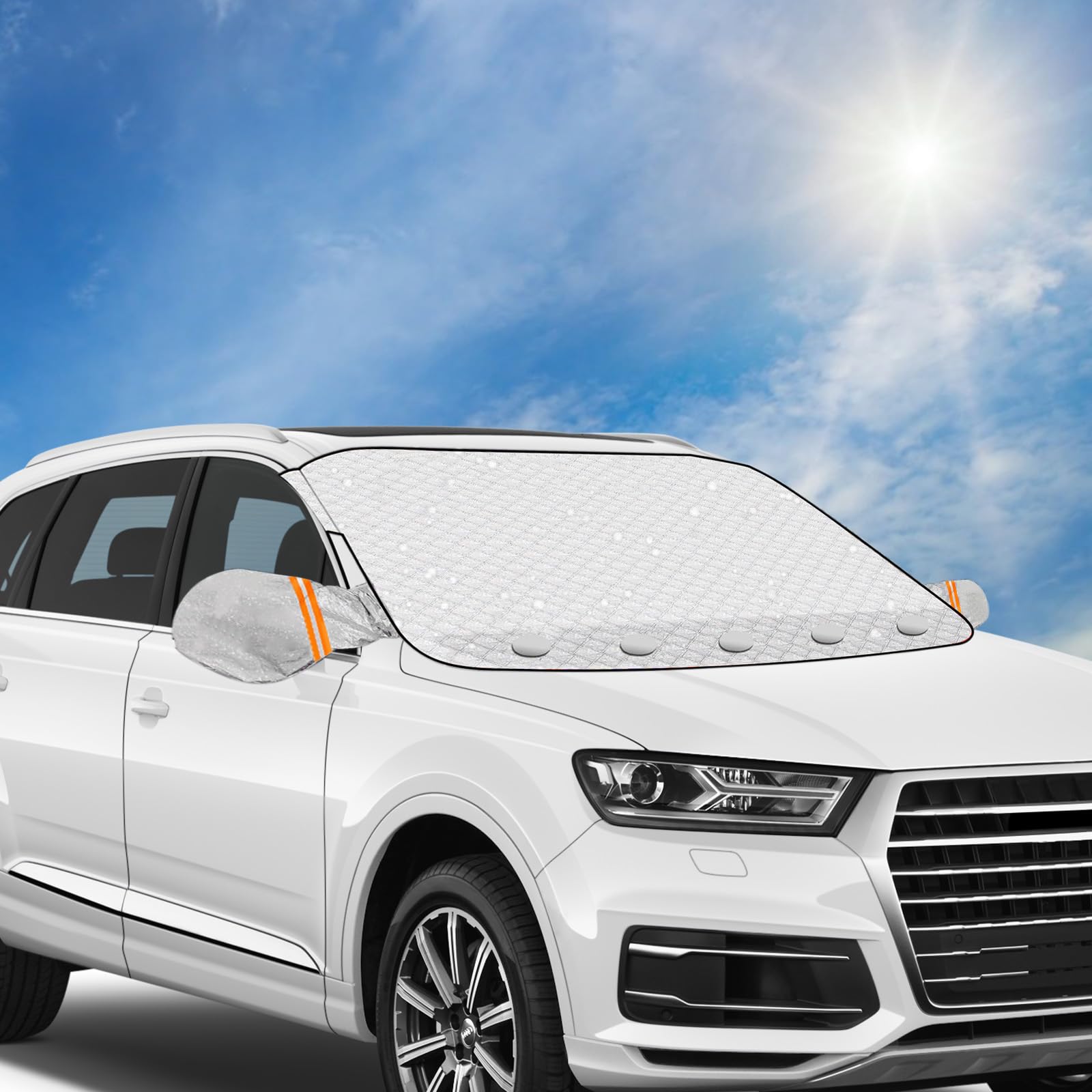 XIATIAN Frontscheibenabdeckung Auto, Windschutzscheibenabdeckung Winter mit 5 Magnet Fixierung und 2 Spiegelabdeckungen, Auto Frostabdeckung Sonnenschutz für Gegen Schnee EIS Frost Staub UV XIATIAN Frontscheibenabdeckung Auto, Windschutzscheibenabdeckung Winter mit 5 Magnet Fixierung und 2 Spiegelabdeckungen, Auto Frostabdeckung Sonnenschutz für Gegen Schnee EIS Frost Staub UV von XIATIAN