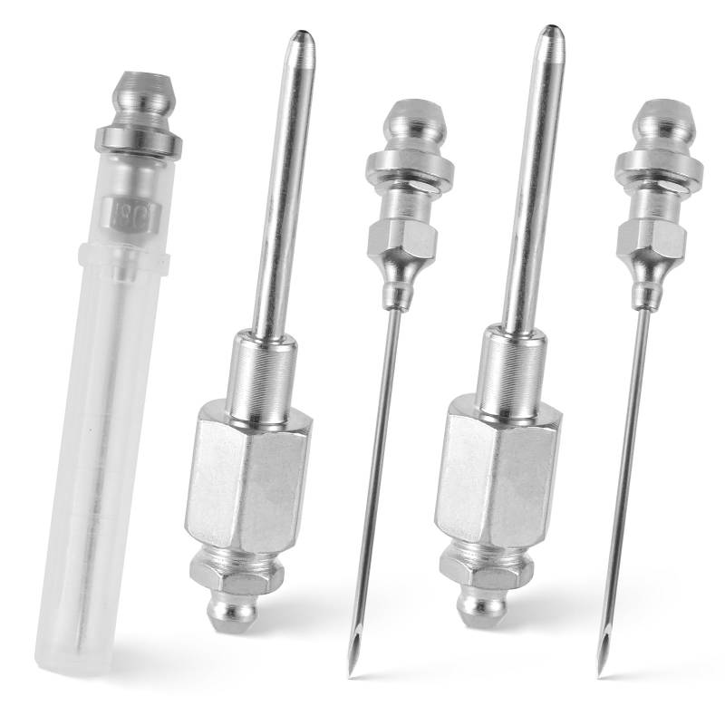XIHIRCD 5stk Airbrush Nadeldüse, Edelstahl-Fettpressen-Nadeldüse mit 2 NPT-Gewinde Schmaler Nadelspender Lagerfett-Injektornadel für Enge Räume Tiefes Metall von XIHIRCD