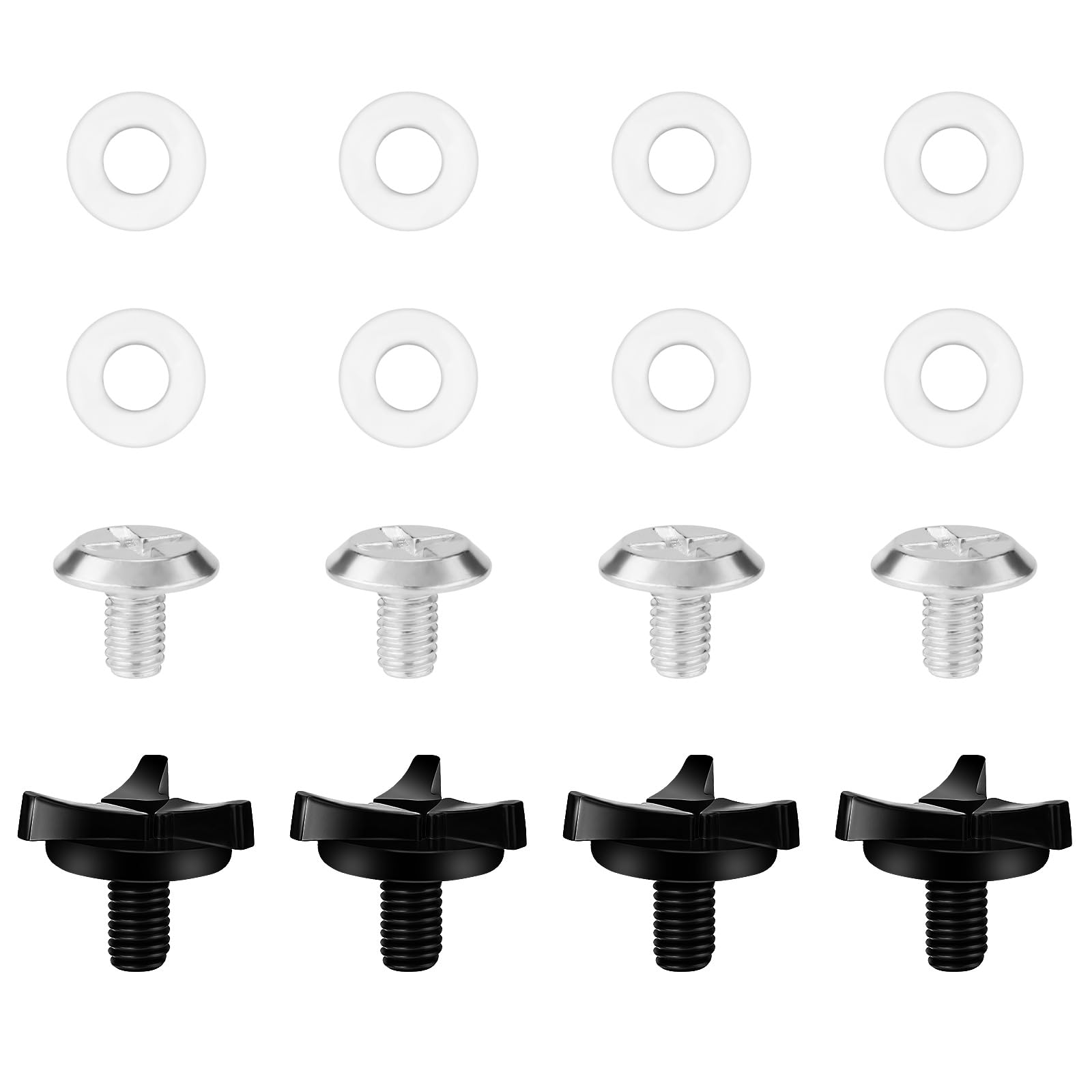 XIHIRCD 8stk Motorradhelmschrauben mit 8stk Silikonscheiben, Helmvisierschrauben Visierclips Motorradhelmzubehör für Motorradhelme (Schwarz, Silber) von XIHIRCD