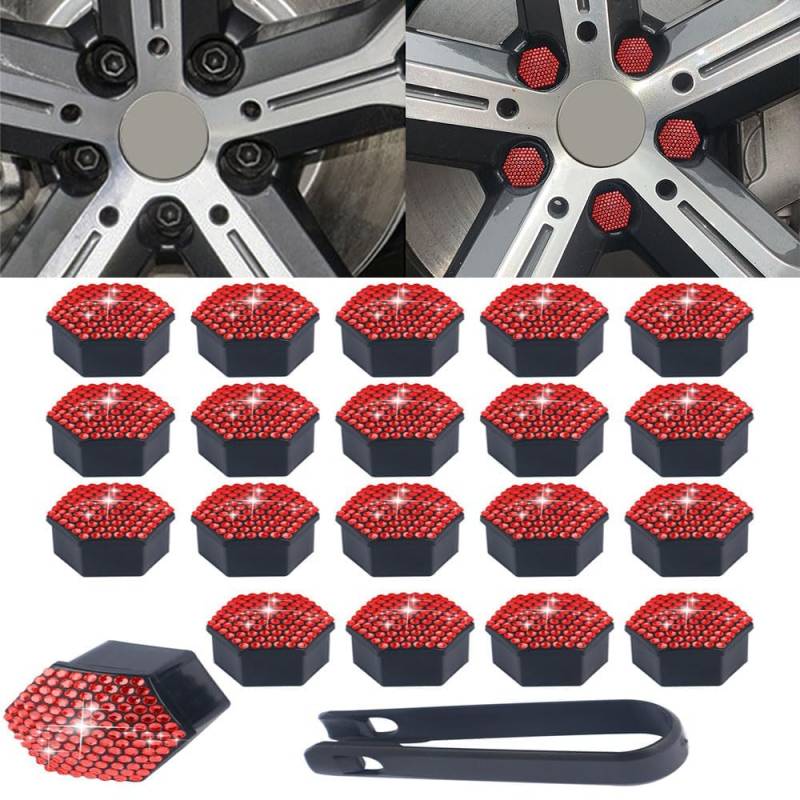 XILUOWUDI 20 Stück Radmutternkappen Radschrauben Radmuttern für Smart ForTwo 450 1998-2006 2007 Radschraubenkappen Rad Mutter Cap mit Entfernung Werkzeug,17mm-H von XILUOWUDI