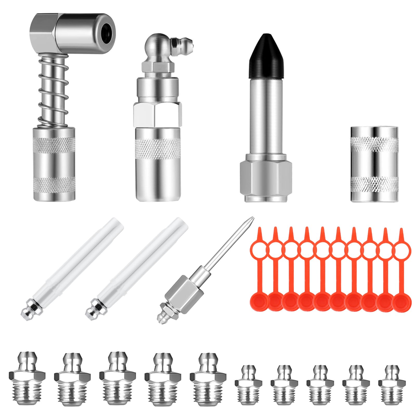 28 Stück Fettpresse Adapter Set, Fettpistolenzubehörset für Fettpresse Mundstück Fettpresse für Schmiernippel Aufsatz Schmierpresse Anschluss Nippel 7 Typen, Kompatibel mit den Meisten Fettpressen 28 Stück Fettpresse Adapter Set, Fettpistolenzubehörset für Fettpresse Mundstück Fettpresse für Schmiernippel Aufsatz Schmierpresse Anschluss Nippel 7 Typen, Kompatibel mit den Meisten Fettpressen von XIMKONTER